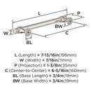 WINSOME 6-5/16 IN 160MM CENTER-TO-CENTER SATIN NICKEL CABINET PULL 