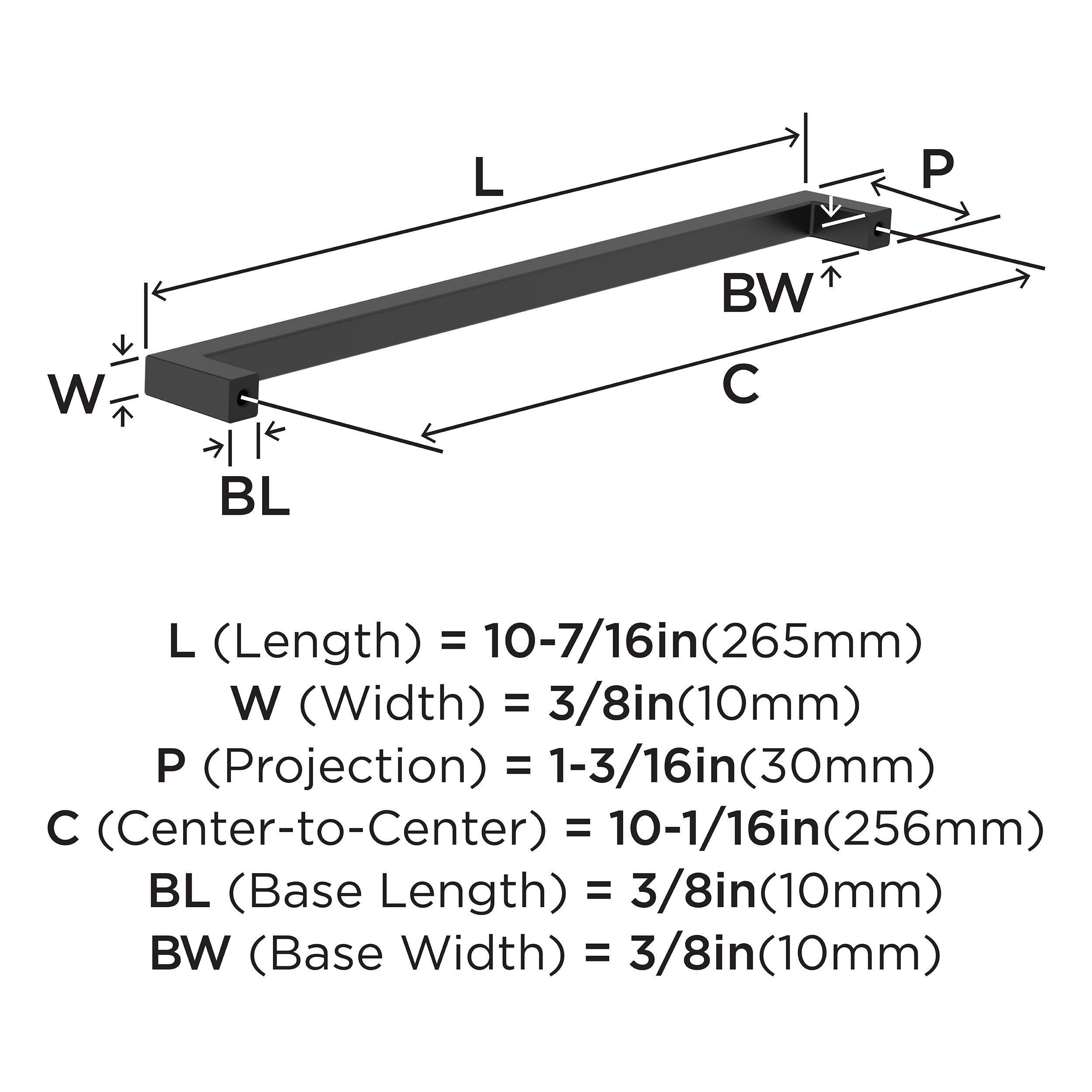 Amerock Matte Black 10-1/16 in. Center-to-Center Bar Pull 