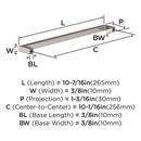 MONUMENT 10-1/16 IN 256MM CENTER-TO-CENTER POLISHED NICKEL CABINET PULL 