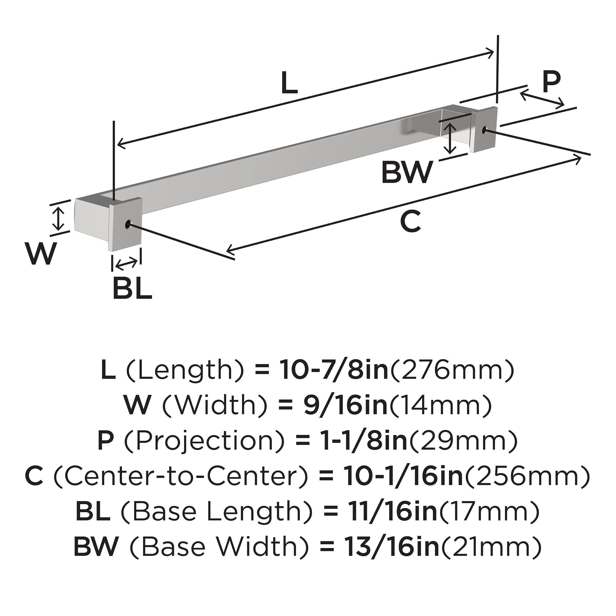 APPOINT 10-1/16 IN 256MM CENTER-TO-CENTER POLISHED CHROME CABINET PULL 