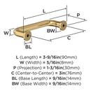FACTOR 3 IN 76MM CENTER-TO-CENTER CHAMPAGNE BRONZE CABINET PULL 