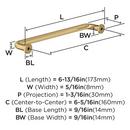 FACTOR 6-5/16 IN 160MM CENTER-TO-CENTER CHAMPAGNE BRONZE CABINET PULL 