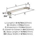 BLACKROCK 8 IN 203MM CENTER-TO-CENTER SATIN NICKEL CABINET PULL 