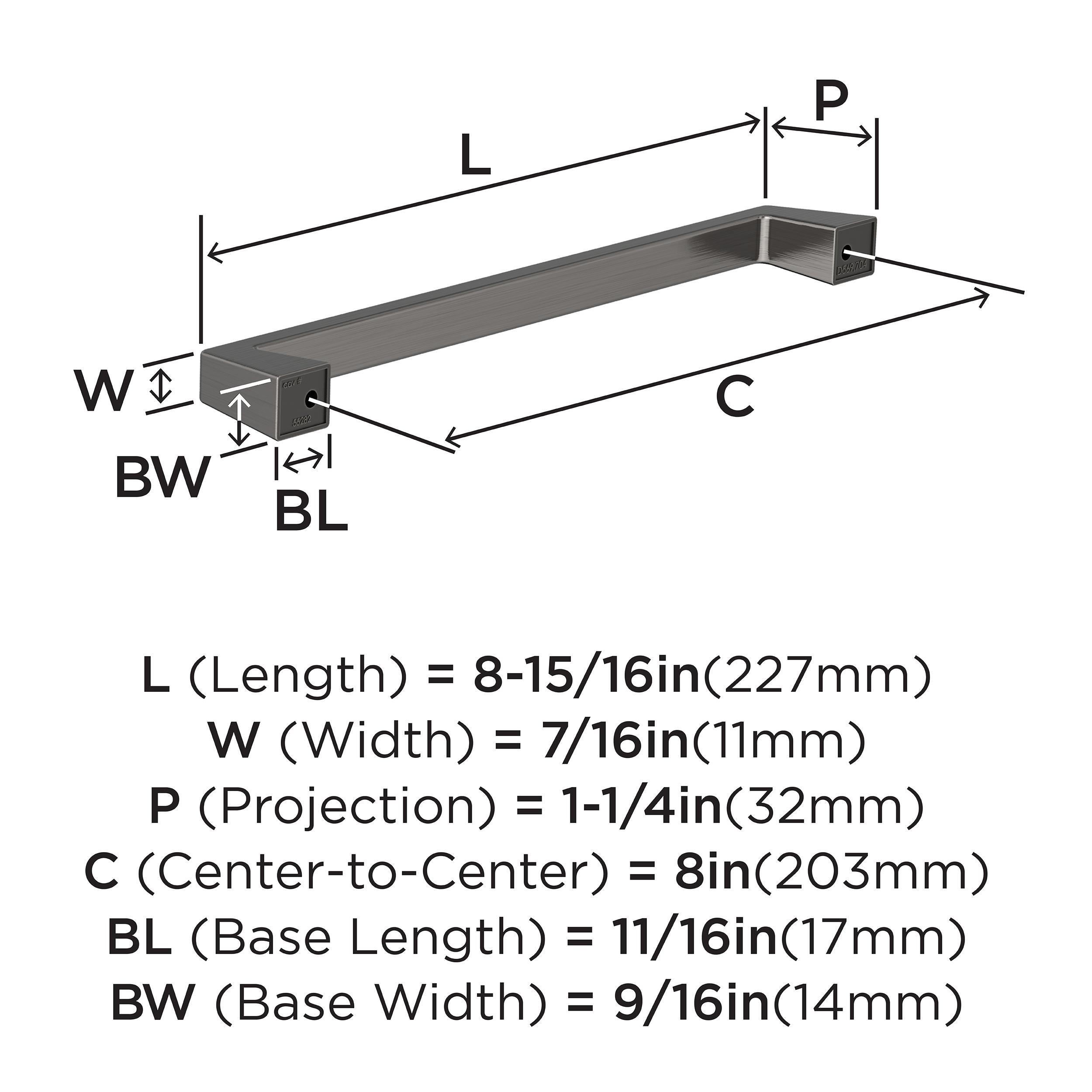 BLACKROCK 8 IN 203MM CENTER-TO-CENTER GUNMETAL CABINET PULL 