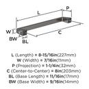 BLACKROCK 8 IN 203MM CENTER-TO-CENTER GUNMETAL CABINET PULL 