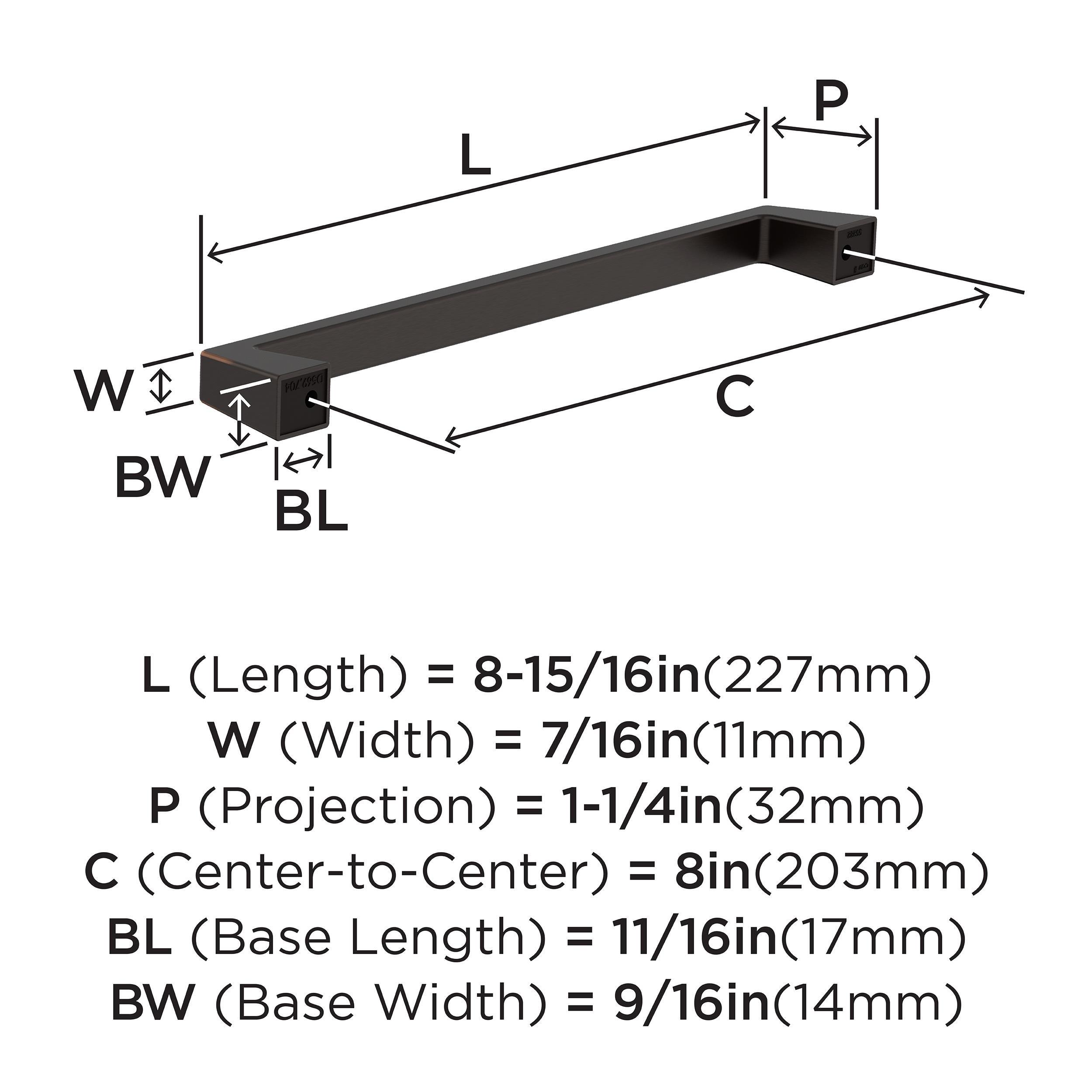 8 C-C BAR PULL OIL RUBBED BRONZE *BLACKROCK 