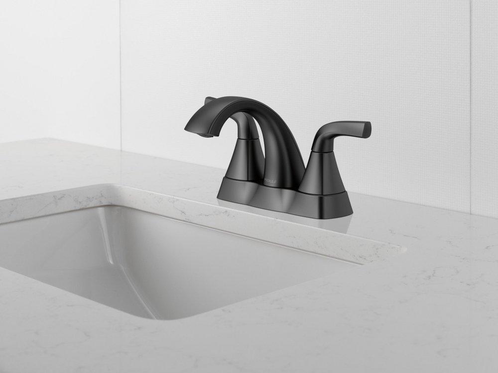Peerless&reg; Matte Black Two Handle Centerset Bathroom Sink Faucet 