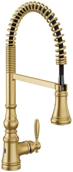Single Handle Pull Down Kitchen Faucet in Brushed Gold