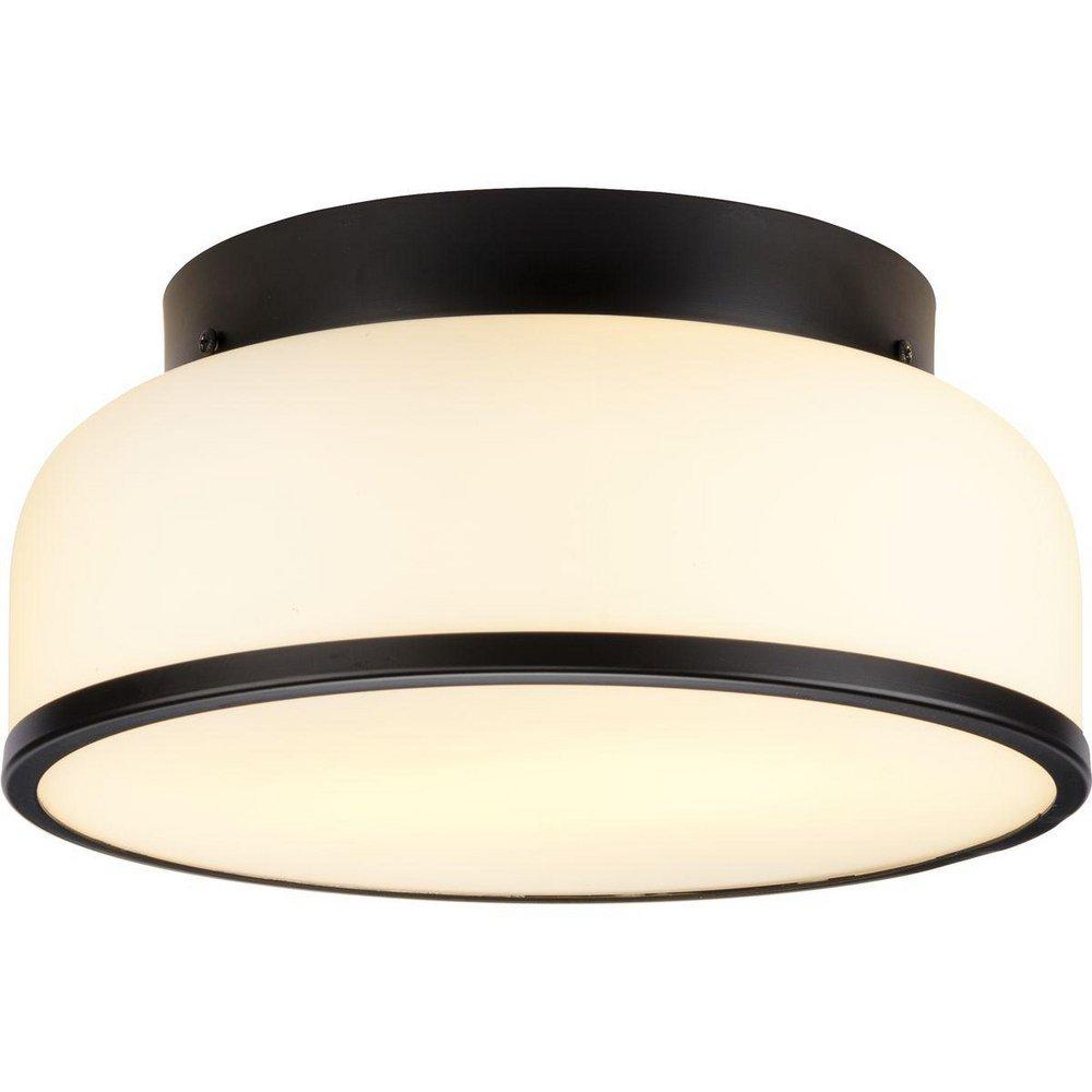 Progress Lighting Matte Black 5-1/8 x 11-1/4 in. 15W 2-Light Integrated LED Flush Mount Ceiling Fixture 