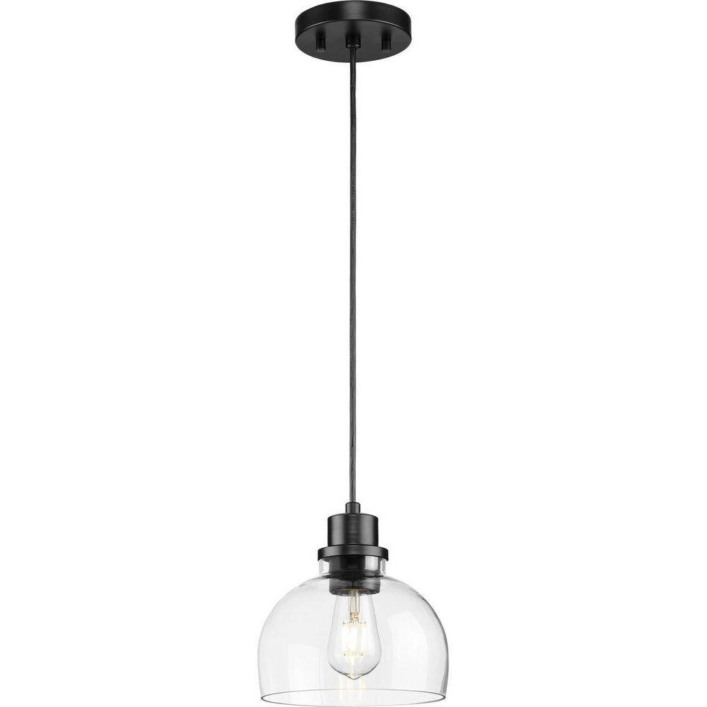 Progress Lighting Matte Black 60W 1-Light Mini Pendant 