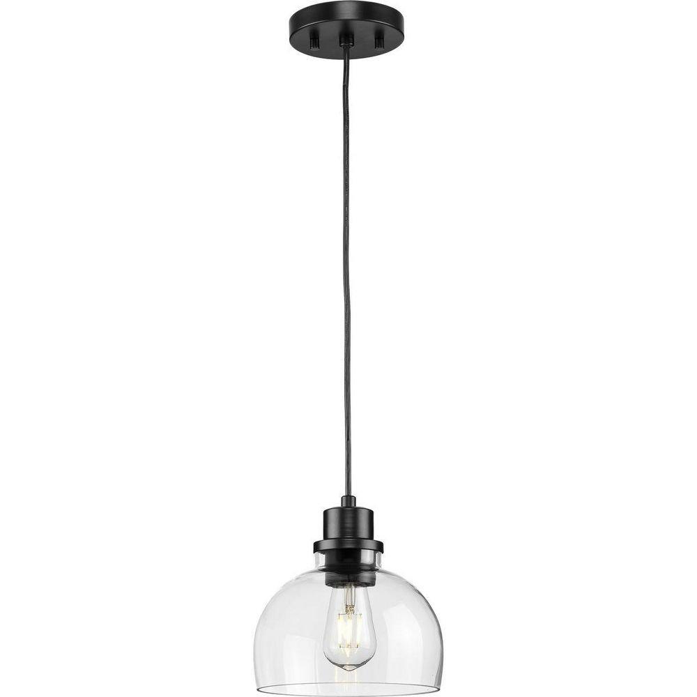 Progress Lighting Matte Black 60W 1-Light Mini Pendant 
