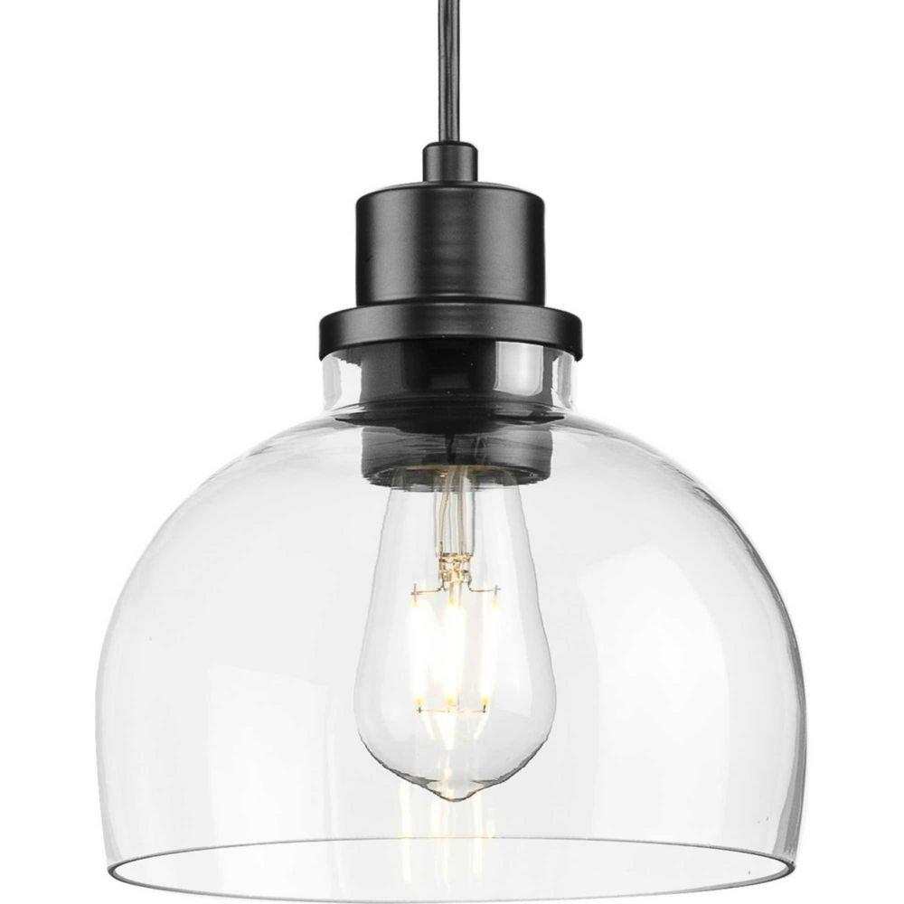Progress Lighting Matte Black 60W 1-Light Mini Pendant 