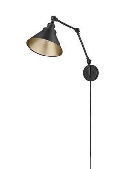 1-Light Swing Arm Sconce Light in Matte Black
