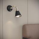1-Light Swing Arm Sconce Light in Matte Black/Vintage Brass 