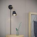 1-Light Swing Arm Sconce Light in Matte Black/Vintage Brass 