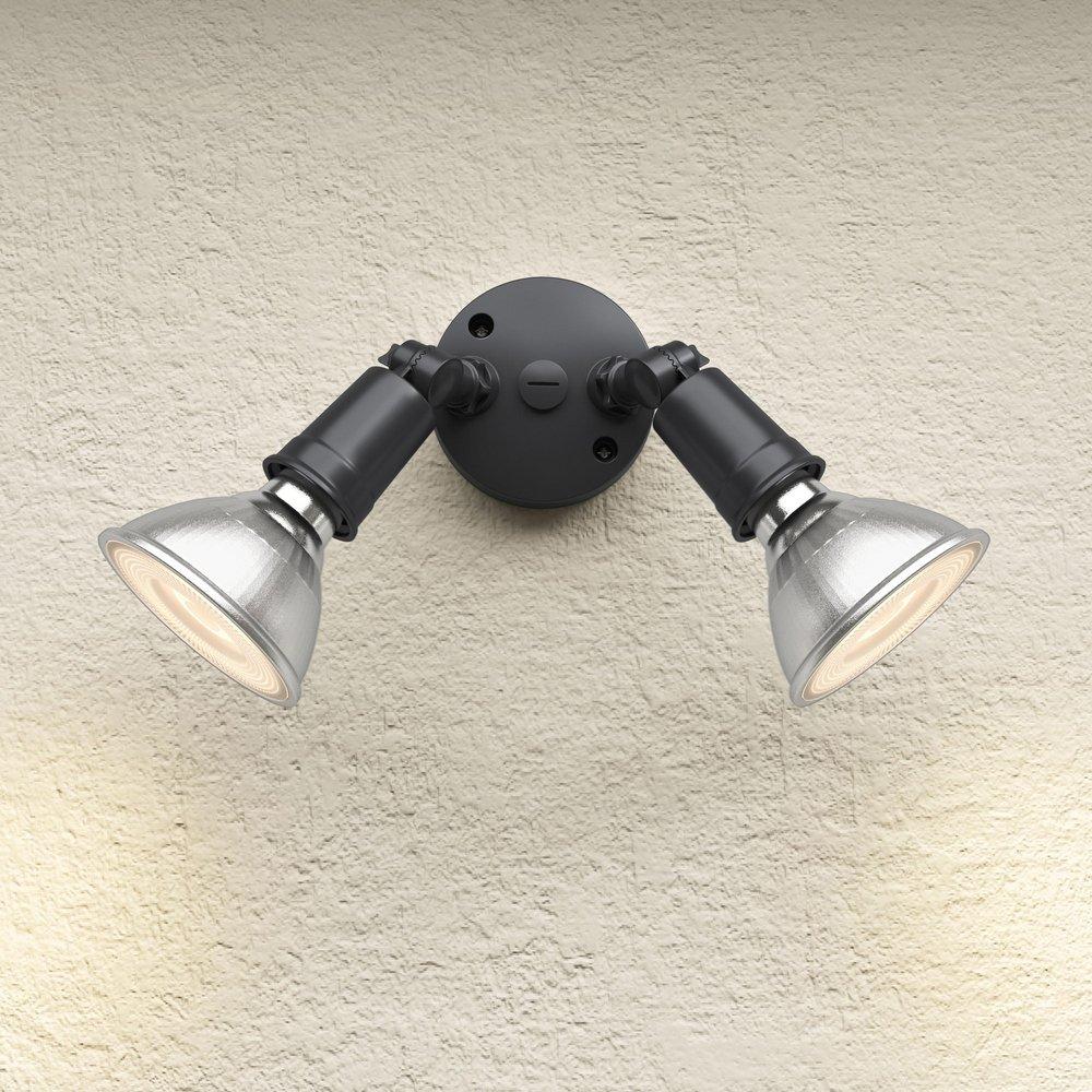 2-Light Security Flood Lights in Powder Coated Black 