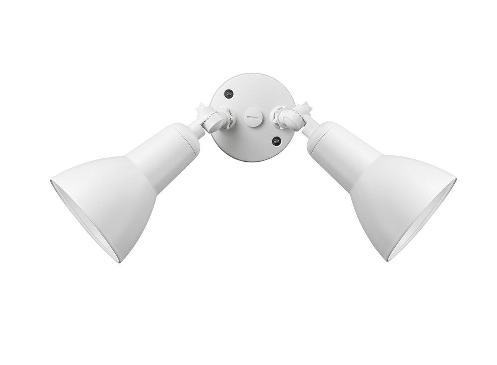 2-Light Outdoor Security Floodlight in Matte White Finish 