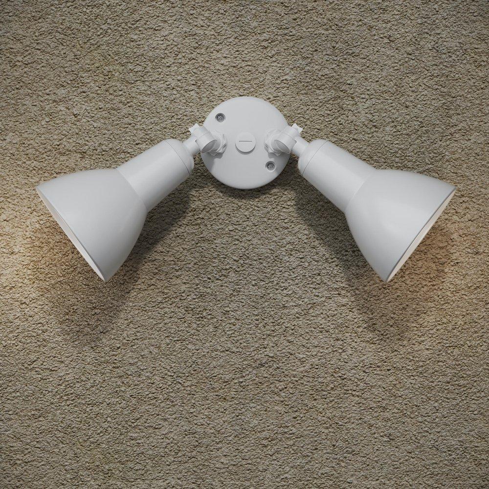 2-Light Outdoor Security Floodlight in Matte White Finish 