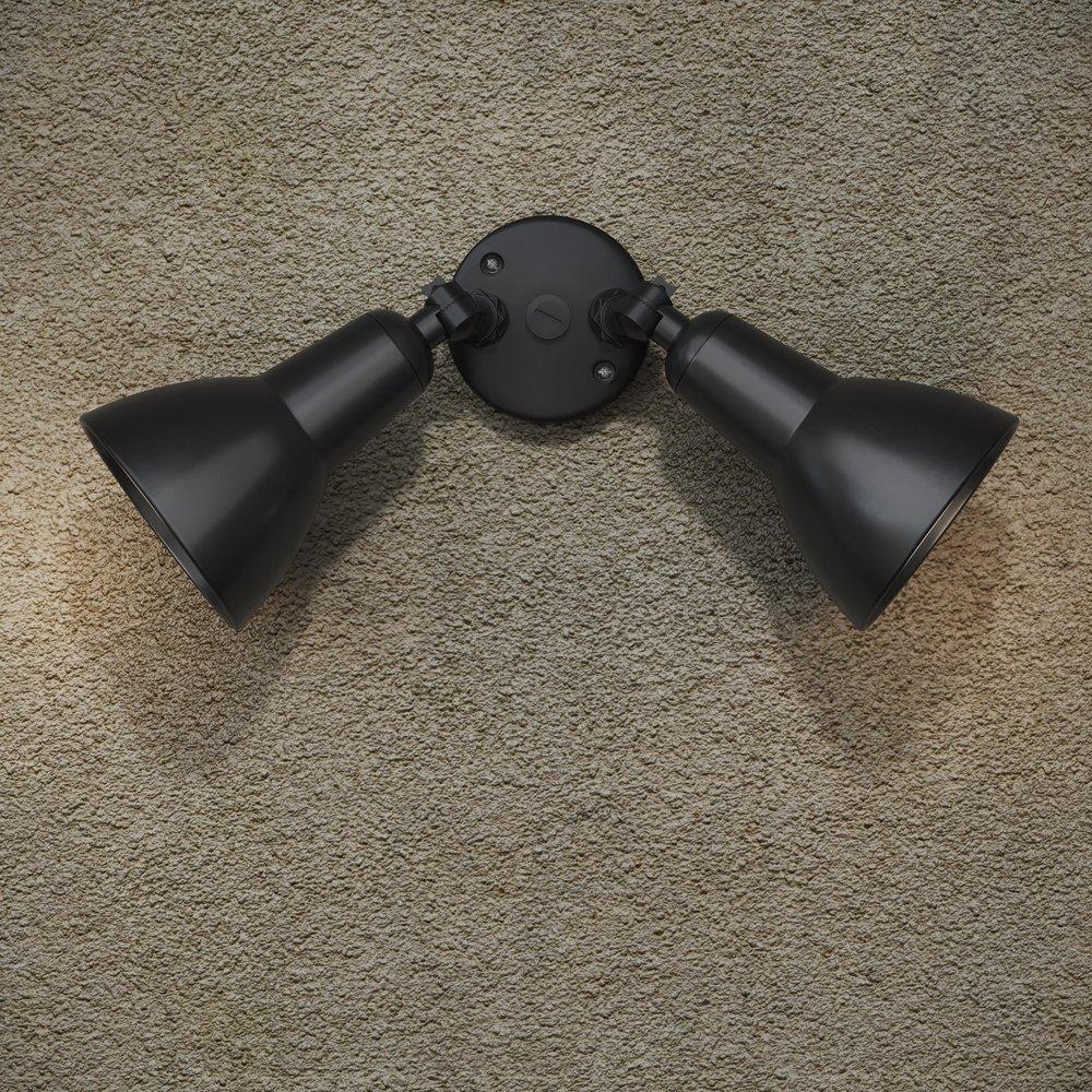 2-Light Security Flood Lights in Powder Coated Black 