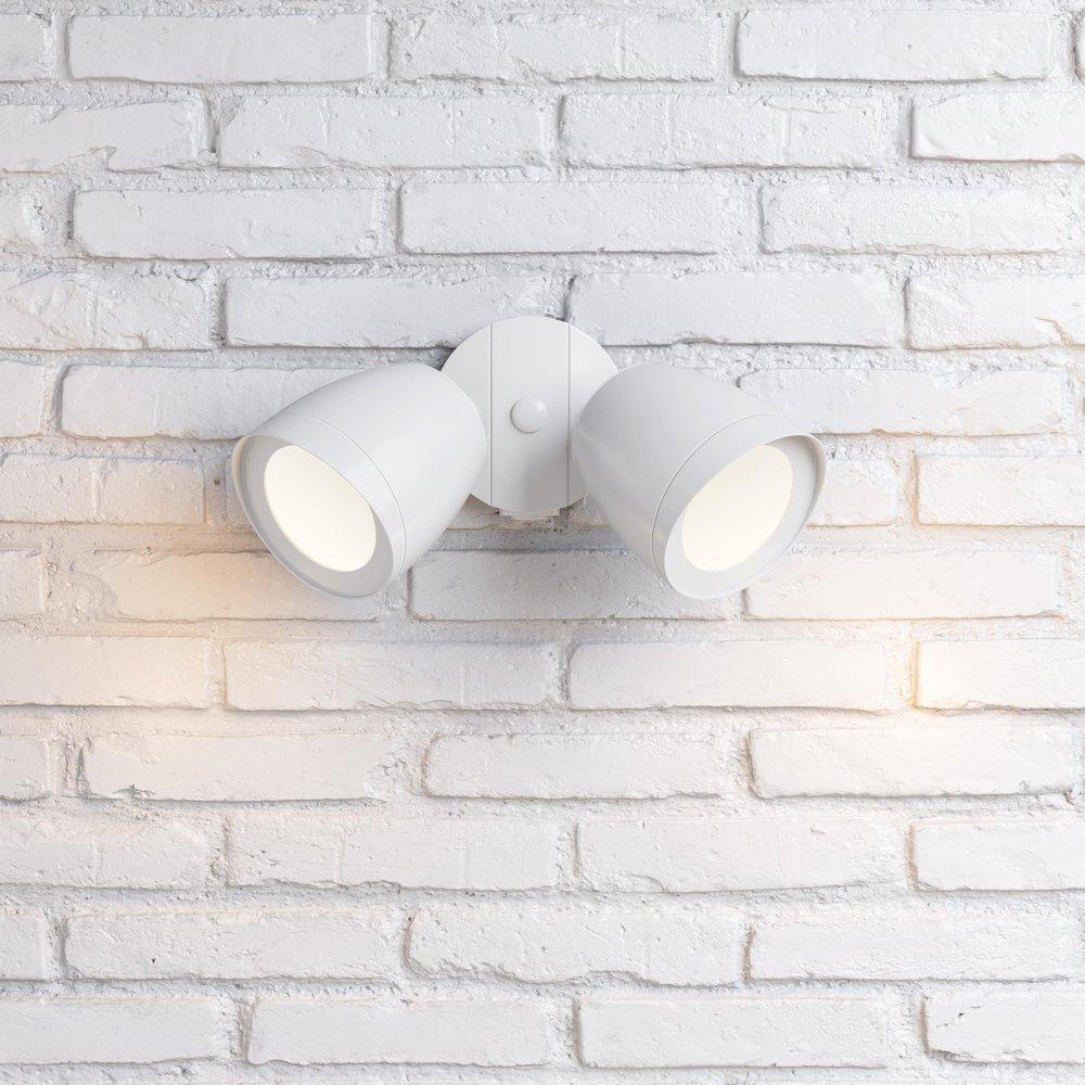2-Light Security Flood Lights in Matte White 