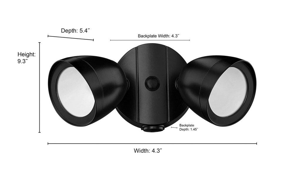 2-Light Security Flood Lights in Powder Coated Black 