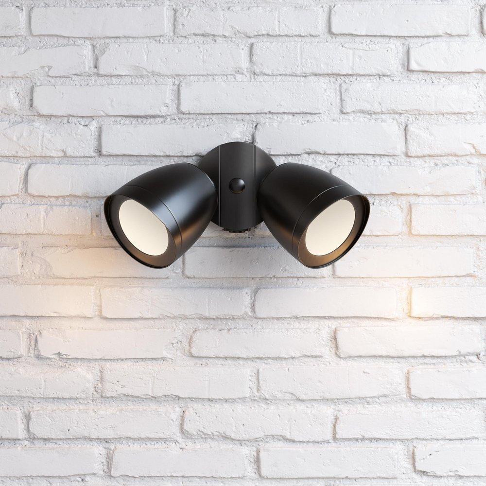2-Light Security Flood Lights in Powder Coated Black 