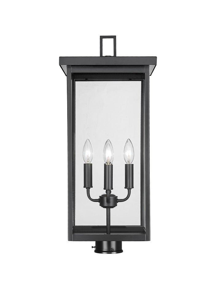 4-Light Outdoor Post Lantern in Powder Coated Black 