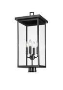 4-Light Outdoor Post Lantern in Powder Coated Black 