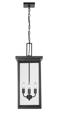 4-Light Outdoor Hanging Lantern in Powder Coated Black