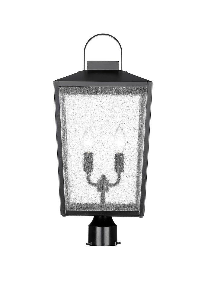 120W Incandescent 2?Light 23in. Outdoor Wall Lantern in Powder Coat Black / Clear Seeded Glass 
