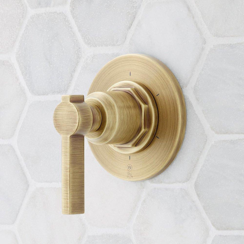 Single Handle Valve Trim in Aged Brass 