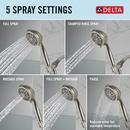DELTA UNIVERSAL SHOWERING COMPONENTS: 5 SETTING HAND SHOWER BRUSHED NICKEL 