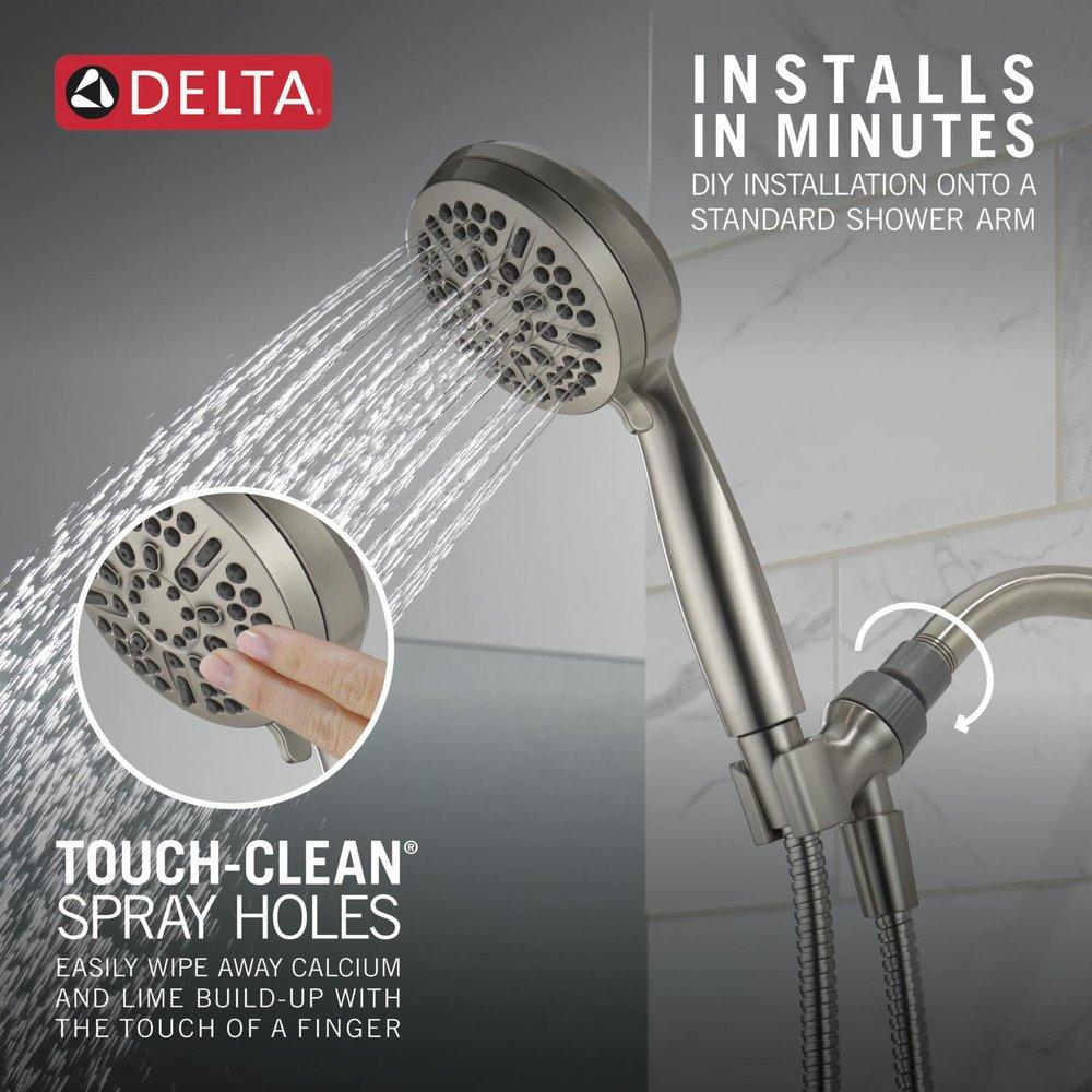 DELTA UNIVERSAL SHOWERING COMPONENTS: 5 SETTING HAND SHOWER BRUSHED NICKEL 
