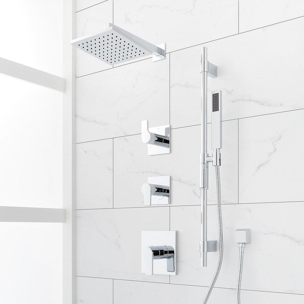 HIBISCUS THERMOSTATIC SHOWER SYSTEM WITH SLIDE BAR AND HAND SHOWER - CHROME 