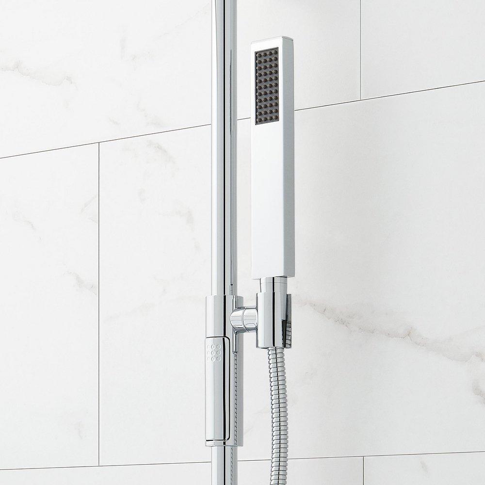 HIBISCUS THERMOSTATIC SHOWER SYSTEM WITH DUAL SHOWERHEADS SLIDE BAR AND HAND SHOWER - CH 