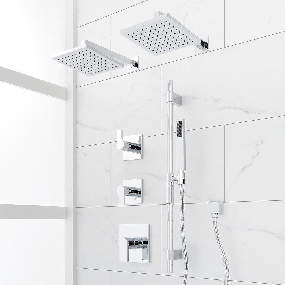 HIBISCUS THERMOSTATIC SHOWER SYSTEM WITH DUAL SHOWERHEADS SLIDE BAR AND HAND SHOWER - CH 