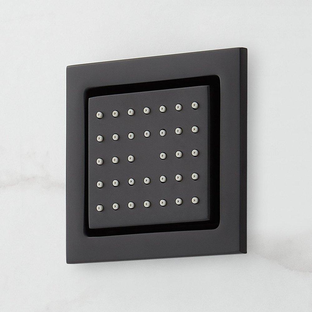 HIBISCUS THERMOSTATIC SHOWER SYSTEM WITH 3 BODY SPRAYS SLIDE BAR AND HAND SHOWER - MATTE BLACK 