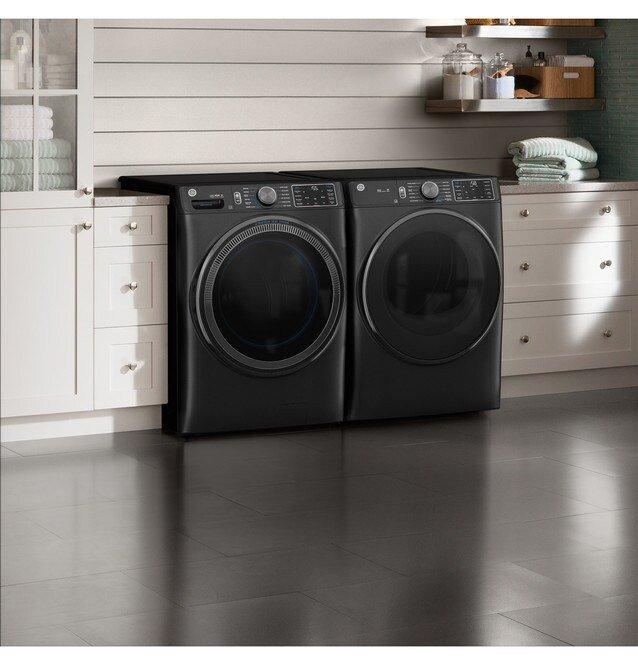 GE&reg; Carbon Graphite 28 in. 5.0 cu. ft. Smart Front Load Steam Washer 