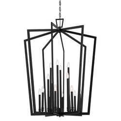 16-Light 37 in. Wide Taper Candle Style Chandelier in Black