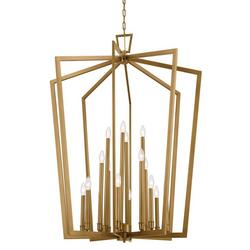 60W 16-Light Candelabra E-12 Foyer Lighting in Natural Brass
