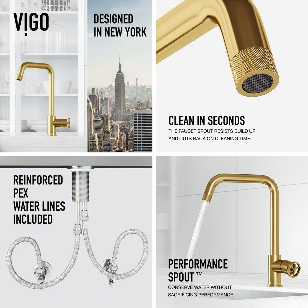 CASS INDUSTRIAL 14 IN. H SINGLE HANDLE KITCHEN BAR FAUCET IN MATTE BRUSHED GOLD 
