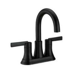 Two Handle Centerset Bathroom Sink Faucet with Drain Assembly in Matte Black