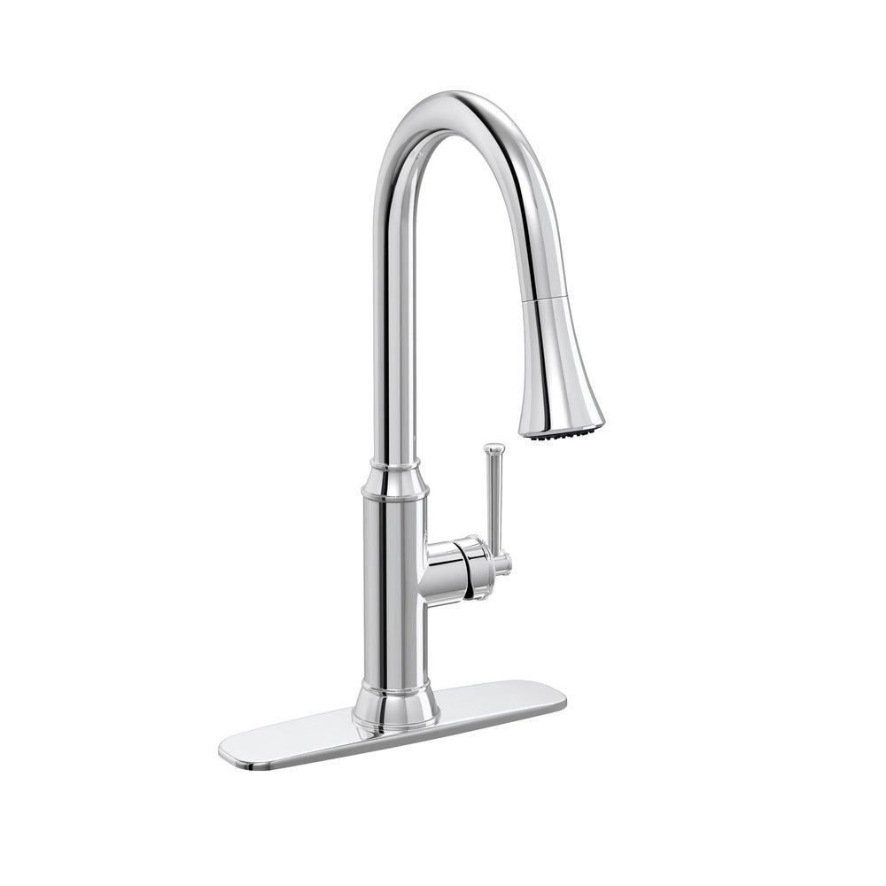 Single Handle Pull Down Kitchen Faucet in Polished Chrome 