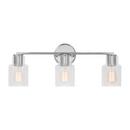 SAYWARD TRANSITIONAL 3-LIGHT BATH VANITY WALL SCONCE IN CHROME FINISH WITH CLEAR GLASS SHADES 