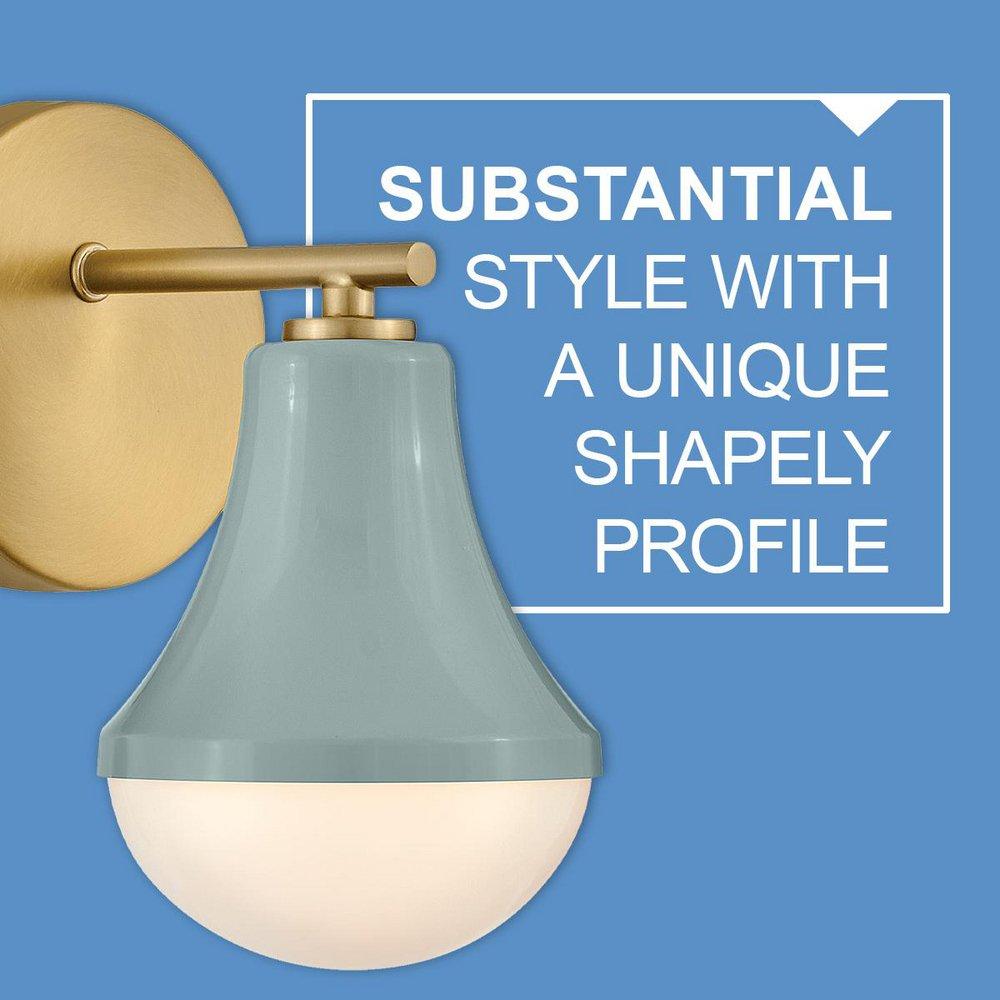 HADDIE IS THE STAR OF THE SHOW. THE STURDY STRUCTURE IS ROUNDED OUT WITH CURVED CASED OPAL GLASS FOR 