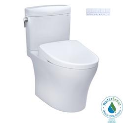 0.9/1.28 gpf Elongated Two Piece Toilet with Washlet Seat  in Cotton White