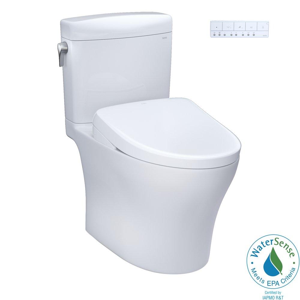 1.28 gpf Elongated Two Piece Toilet with Washlet Seat  in Cotton White 