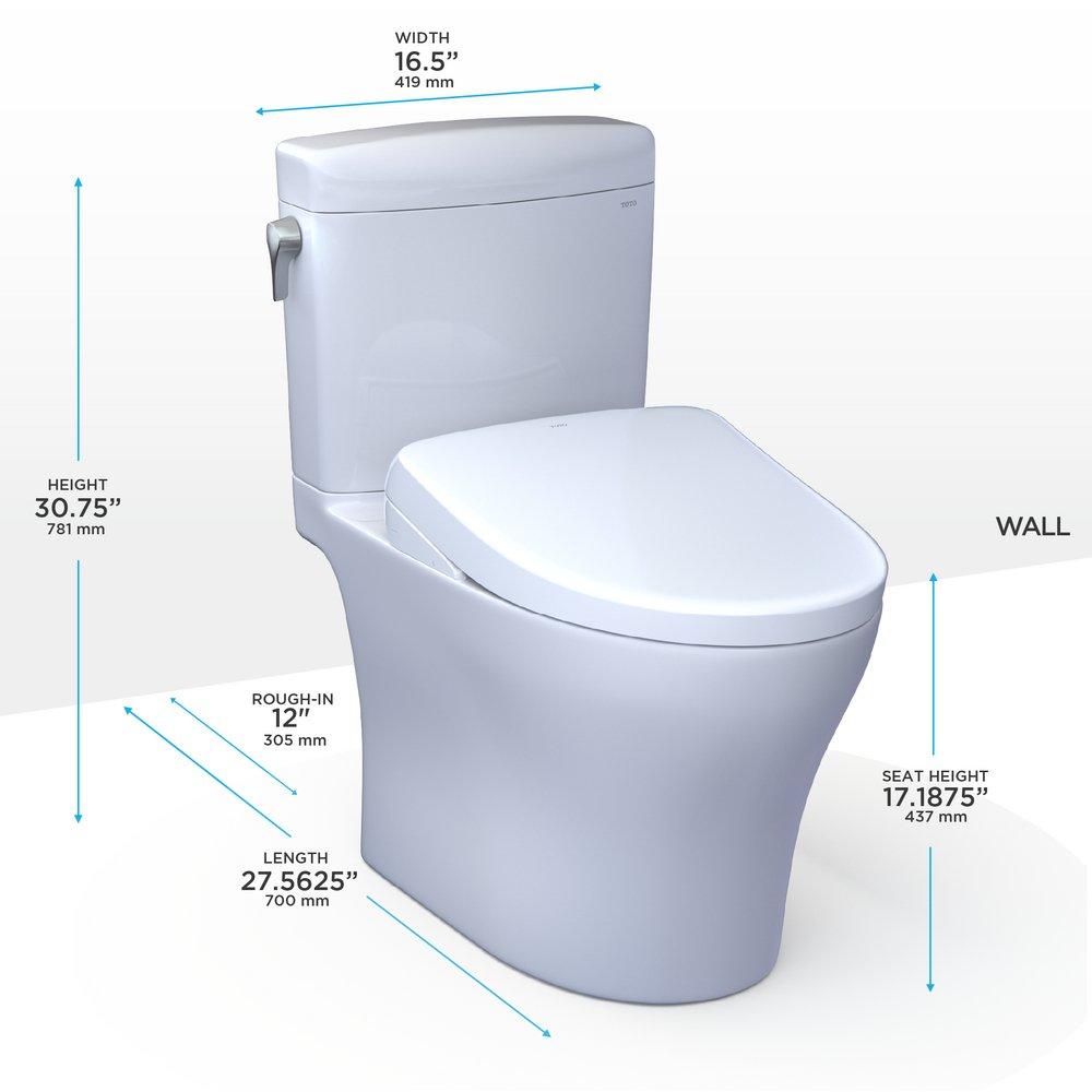 1.28 gpf Elongated Two Piece Toilet with Washlet Seat  in Cotton White 