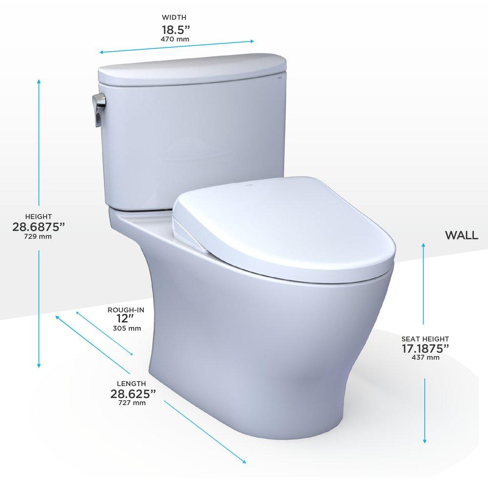 1.28 gpf Elongated Two Piece Toilet with Washlet Seat  in Cotton White 