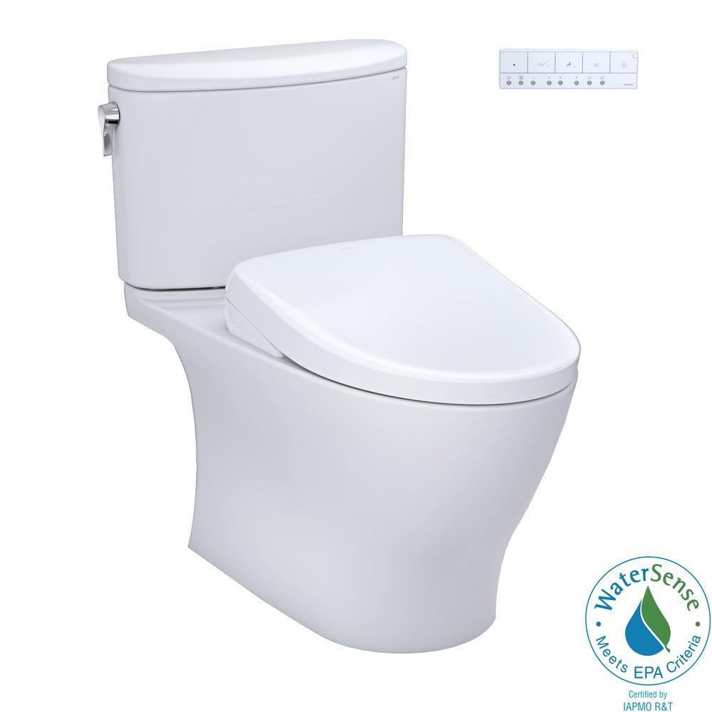 1.28 gpf Elongated Two Piece Toilet with Washlet Seat  in Cotton White 